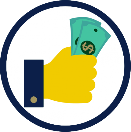 Fist with money icon